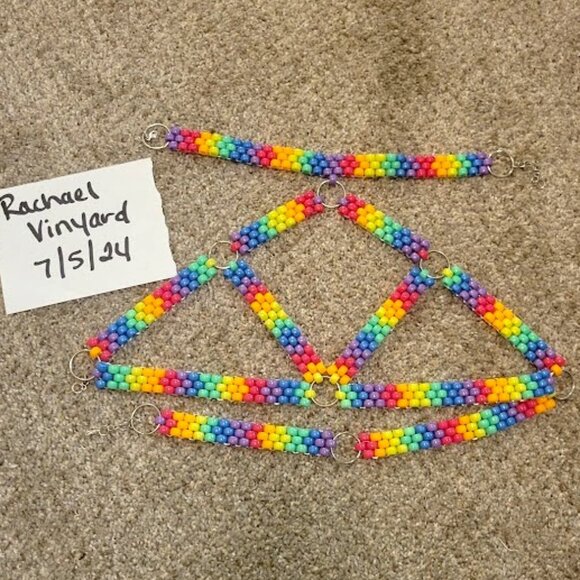 *SOLD* Neon Rainbow Beaded Chest Harness - Picture 3 of 4